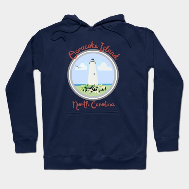 Ocracoke Island Lighthouse Hoodie by Trent Tides